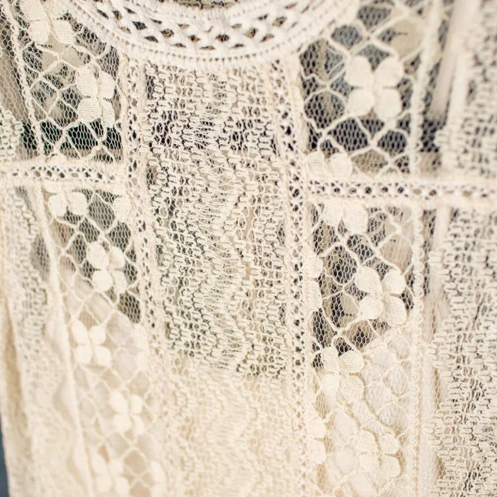 Zara Trafaluc MMII Lace Crochet Dress Cream Boho Sleeveless Mini Size Small - Picture 3 of 9